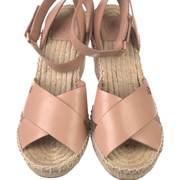 NWOT Tory Burch Bima Espadrille Wedge Sandals Nude Beige 7.5 - Picture 7 of 8